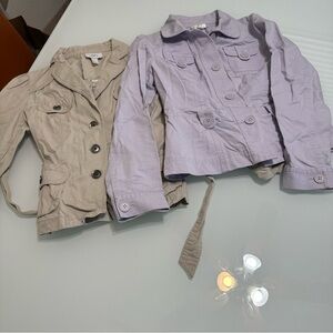 Ann Taylor Loft Purple Jacket 2P Tan Kahki Button Blazer Size S Small S12